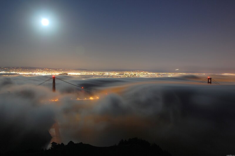 Golden Gate Bridge at Night — Blue, Dramatic