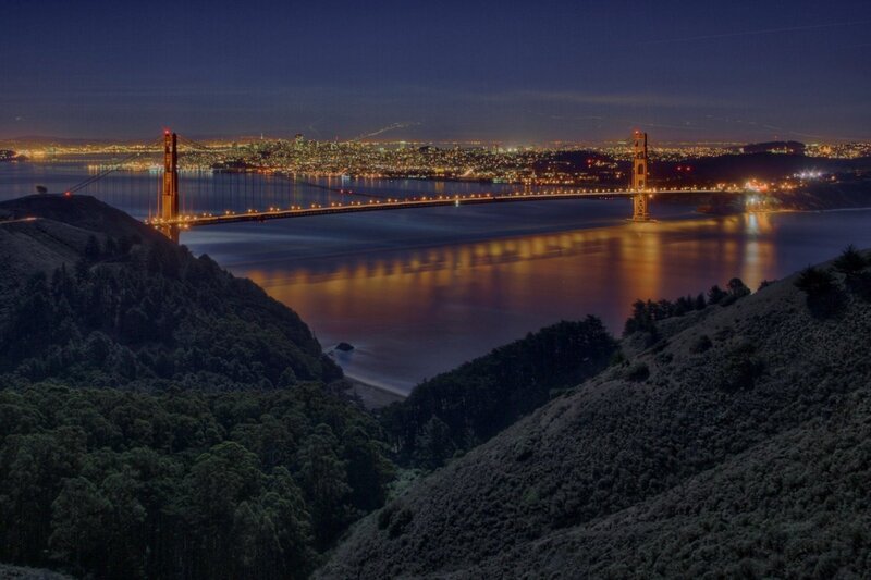 Golden Gate Bridge at Night — Blue
