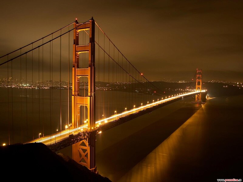 Golden Gate Bridge at Night — Gold