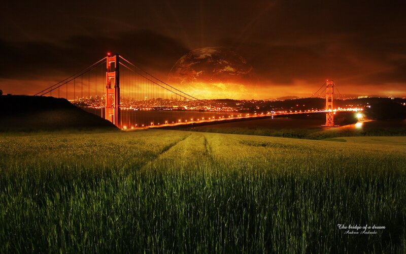 Golden Gate Bridge at Night — Green