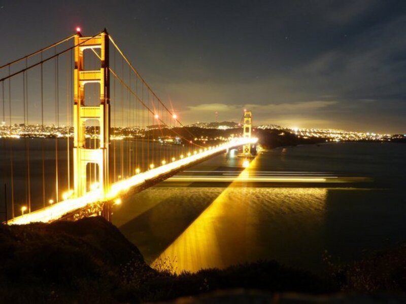 Golden Gate Bridge at Night — Yellow