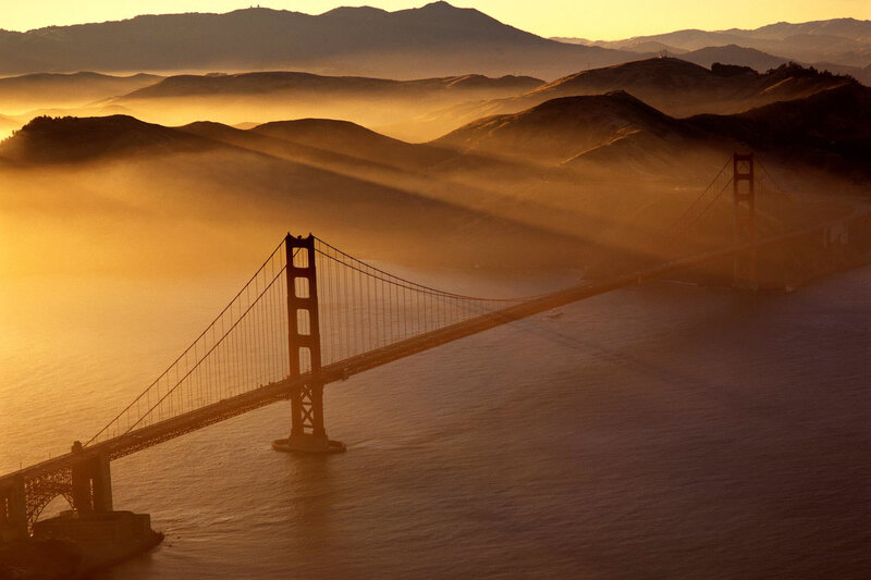 Golden Gate Bridge at sunrise