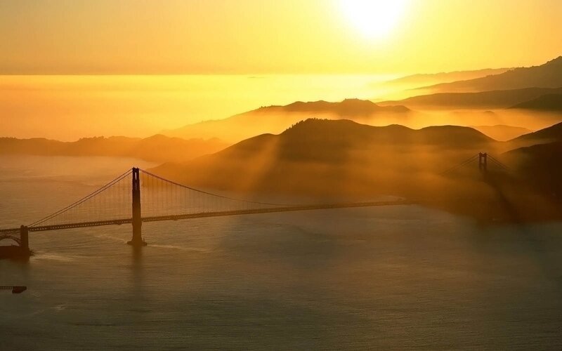 Golden Gate Bridge at sunrise
