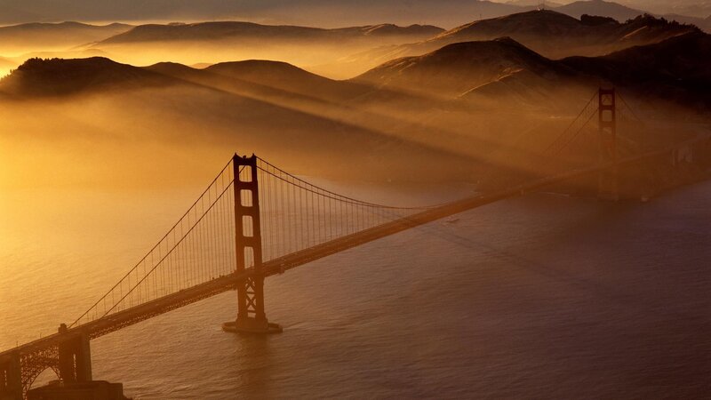 Golden Gate Bridge at sunrise