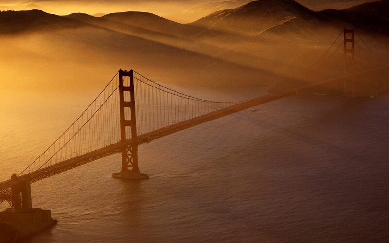 Golden Gate Bridge at sunrise
