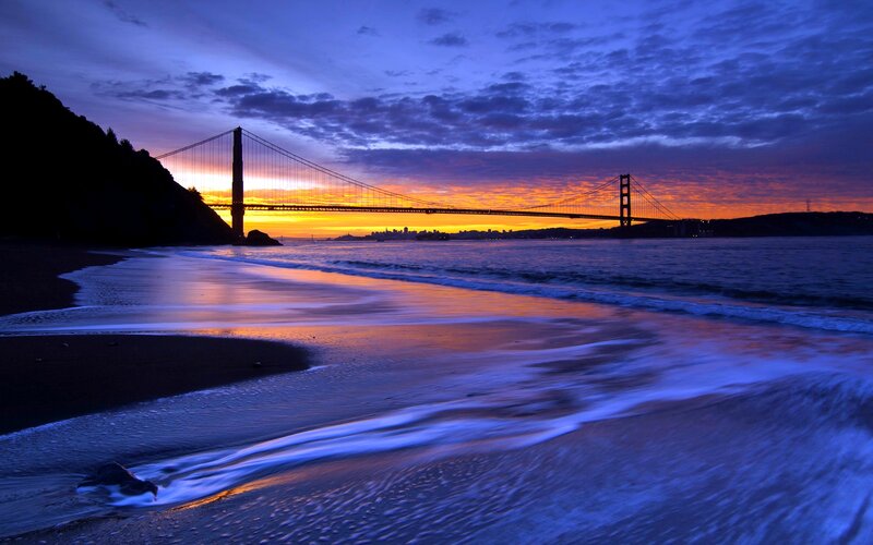 Golden Gate Bridge at Sunset — Blue, Dramatic