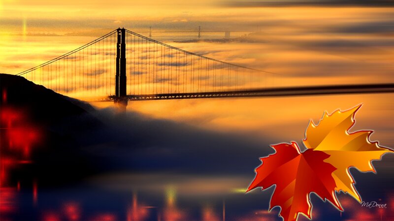 Golden Gate Bridge at Sunset — Orange, Dramatic