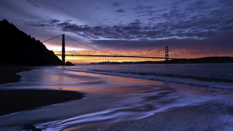 Golden Gate Bridge at Sunset — Purple, Dramatic