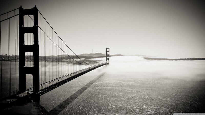 Golden Gate Bridge — Black, Dramatic, Morning
