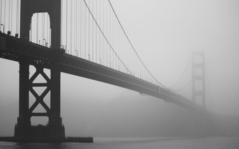 Golden Gate Bridge — Black, Misty