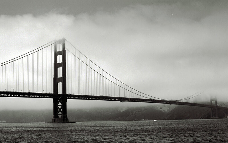 Golden Gate Bridge — Black, Moody, Photograph