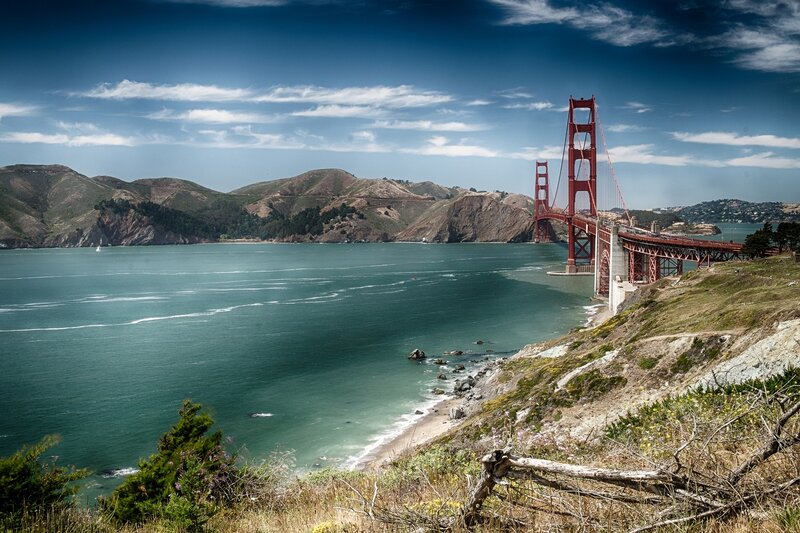 Golden Gate Bridge — Blue, Dramatic, Afternoon, Photograph, Bay