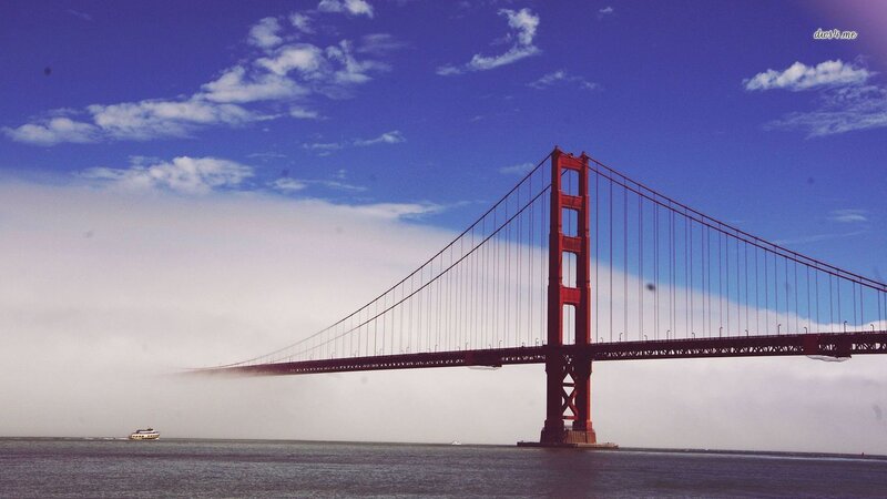 Golden Gate Bridge — Blue, Dramatic, Morning, Photograph, Boat