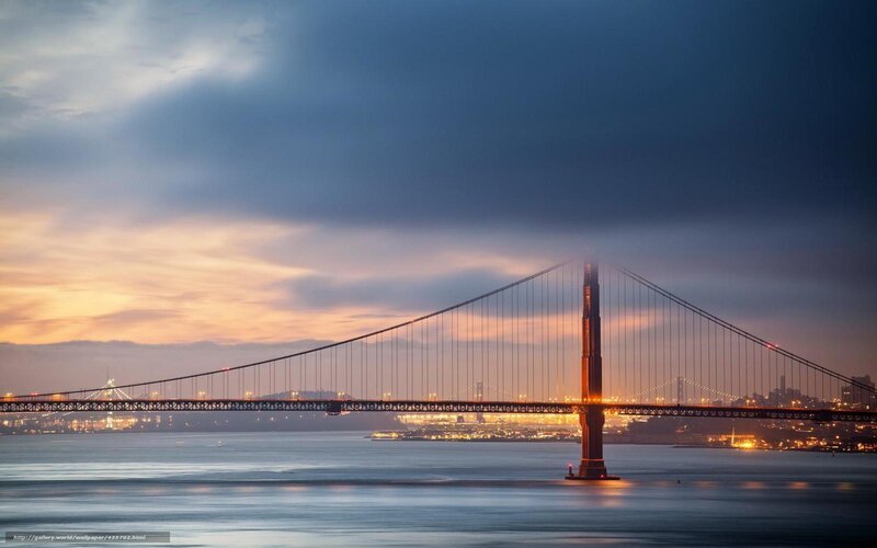 Golden Gate Bridge — Blue, Dramatic, Sunset, Photograph, City Lights