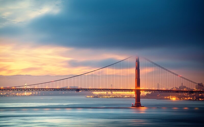 Golden Gate Bridge — Blue, Dramatic, Sunset, Photograph, Cityscape