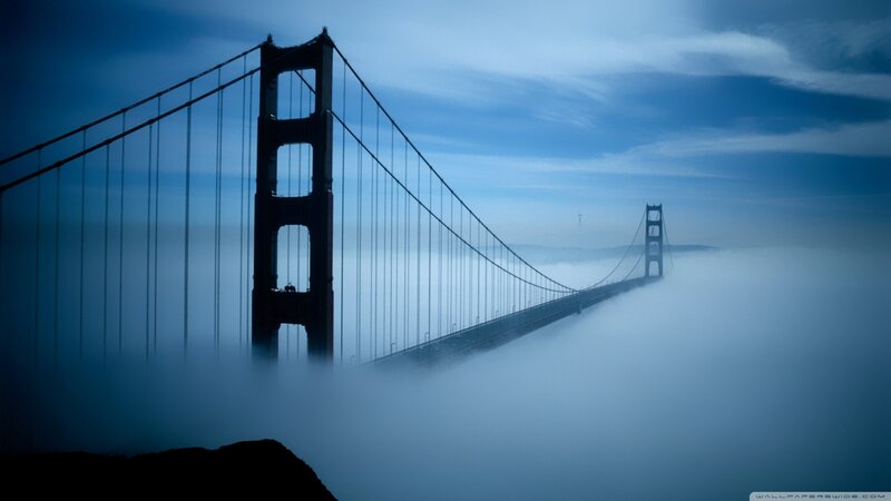 Golden Gate Bridge — Blue, Misty, Morning
