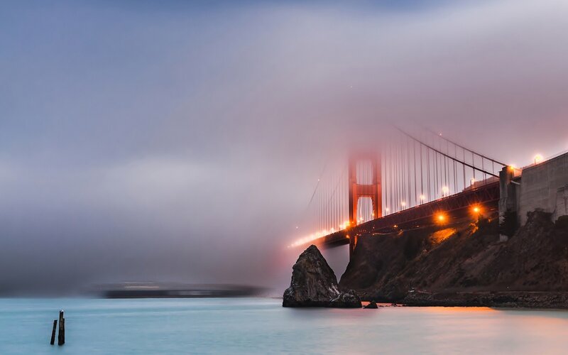 Golden Gate Bridge — Blue, Misty