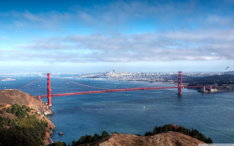 Golden Gate Bridge — Blue, Serene, Afternoon, Photograph, City Skyline