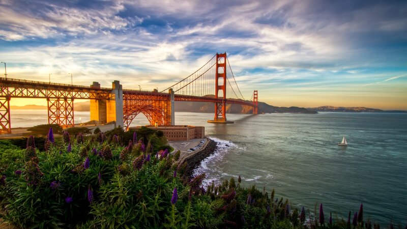 Golden Gate Bridge — Blue, Serene, Sunset