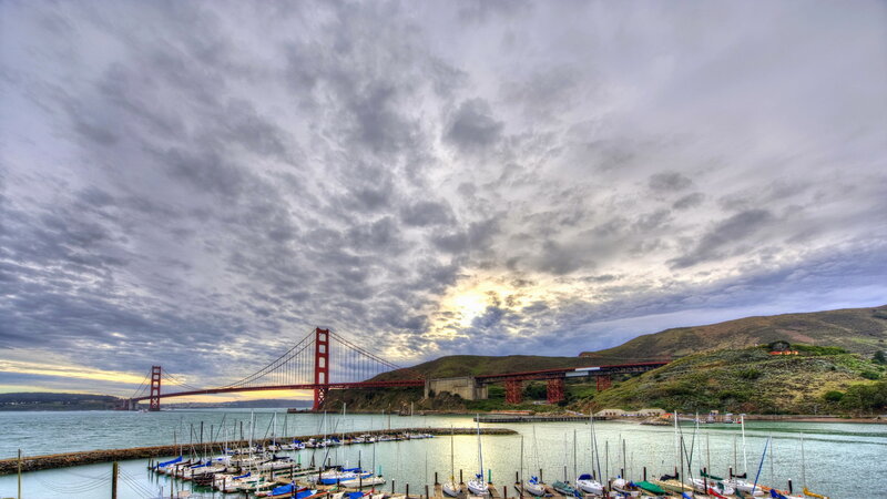 Golden Gate Bridge — Gray, Dramatic, Sunset