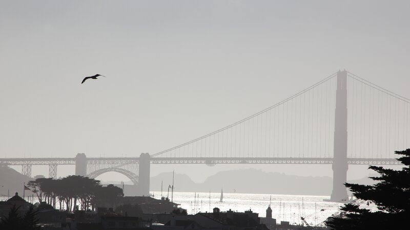 Golden Gate Bridge — Gray, Hazy