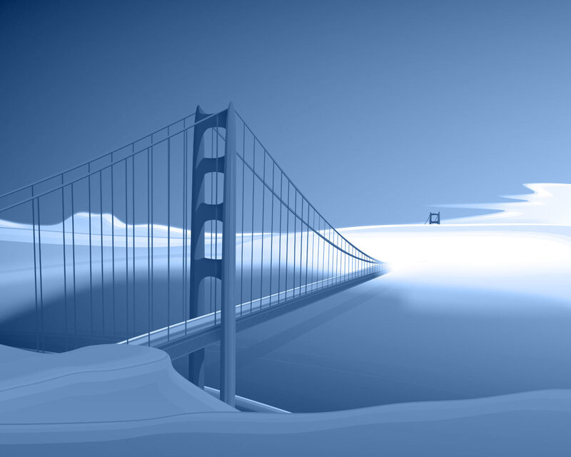 Golden Gate Bridge in blue tones