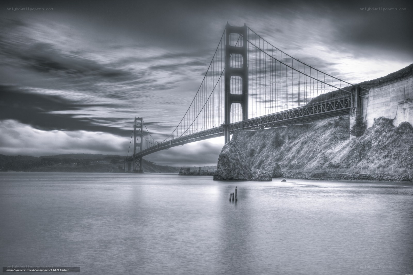 Golden Gate Bridge in monochrome