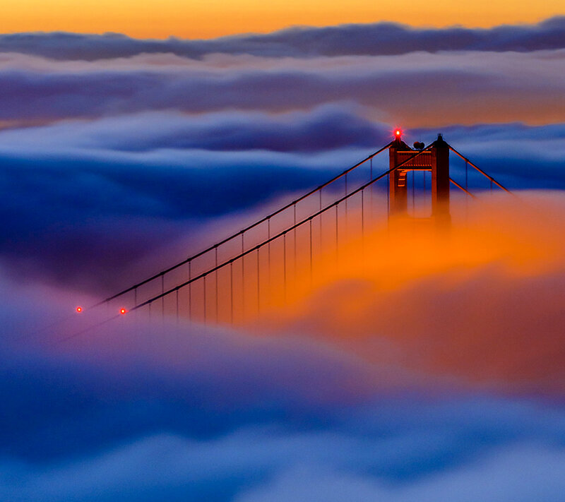 Golden Gate Bridge — Orange, Dramatic, Sunrise