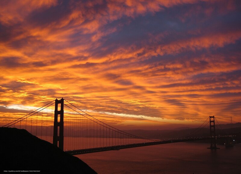 Golden Gate Bridge — Orange, Dramatic, Sunset, Photograph, Sky
