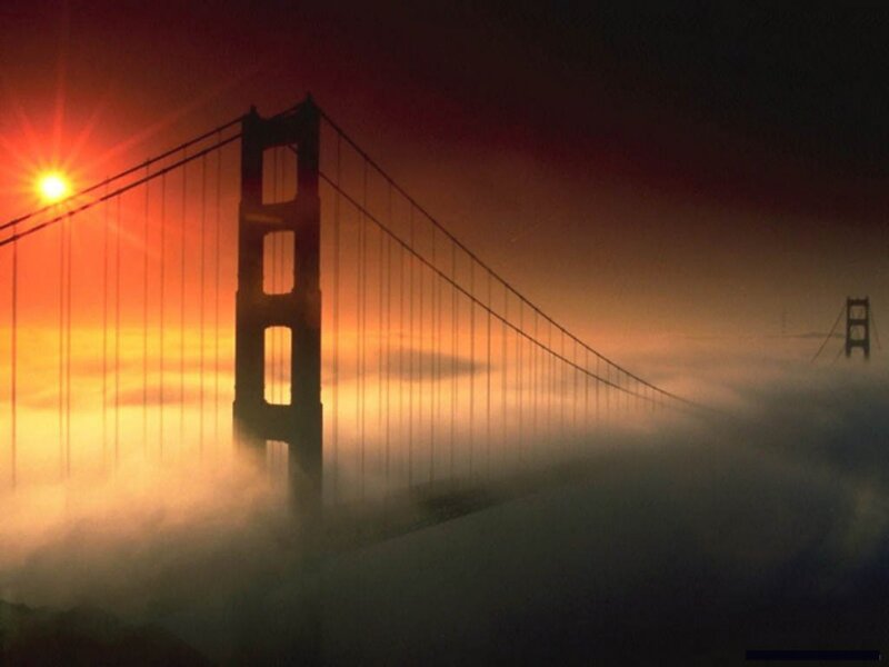 Golden Gate Bridge — Orange, Dramatic, Sunset, Photograph, Sun