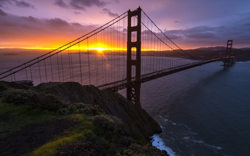 Golden Gate Bridge — Orange, Dramatic, Sunset, Photograph