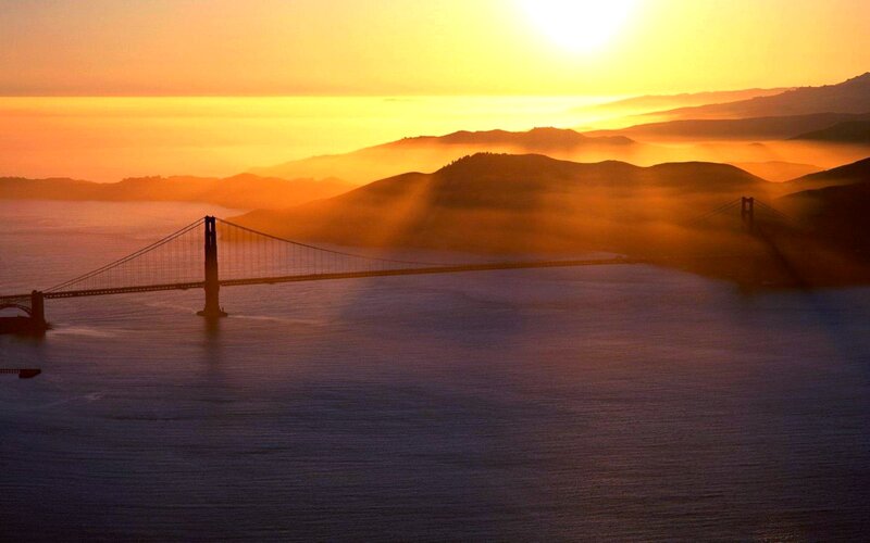 Golden Gate Bridge — Orange, Serene, Sunset