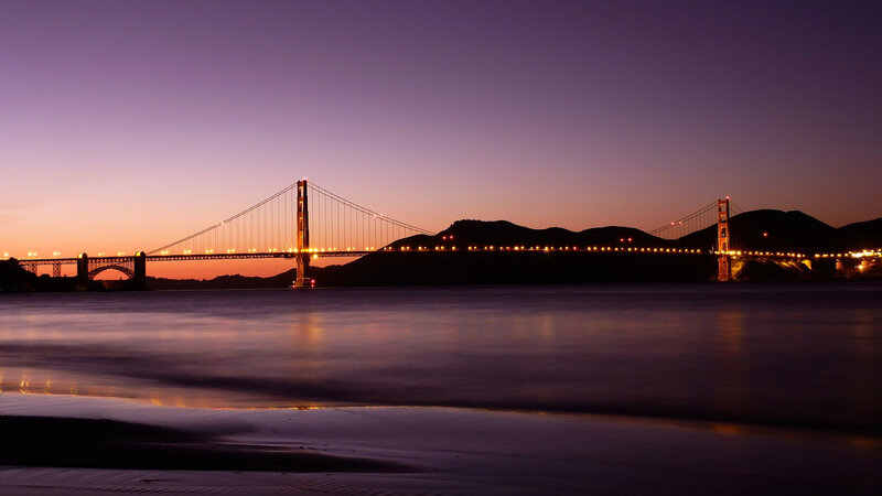 Golden Gate Bridge — Purple, Serene, Sunset