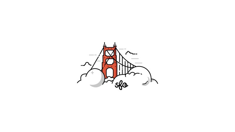 Golden Gate Bridge — Red, Calm, Vector Art