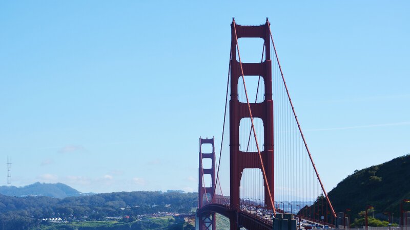 Golden Gate Bridge — Red, Clear, Afternoon, Photograph
