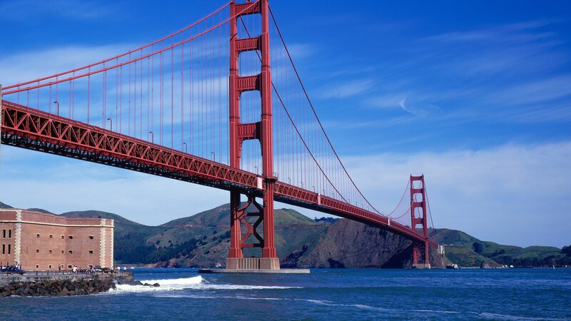Golden Gate Bridge — Red, Clear, Afternoon