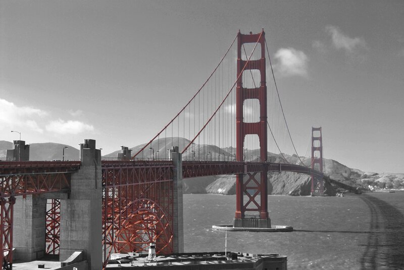 Golden Gate Bridge — Red, Dramatic, Afternoon, Photograph, Water