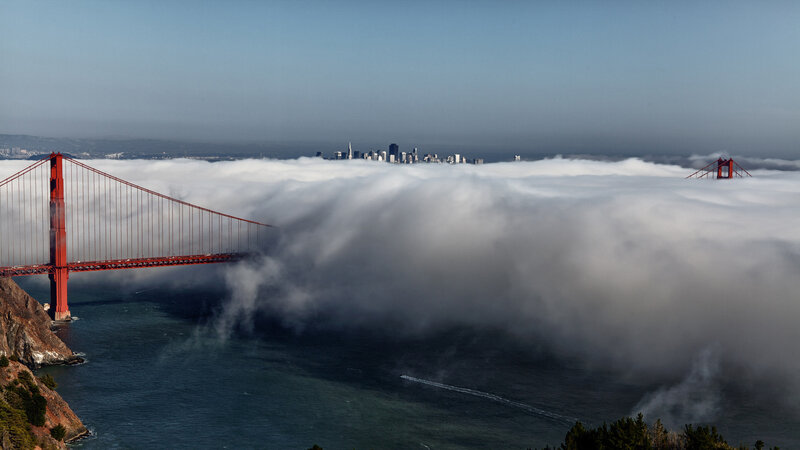 Golden Gate Bridge — Red, Dramatic, Morning, Photograph