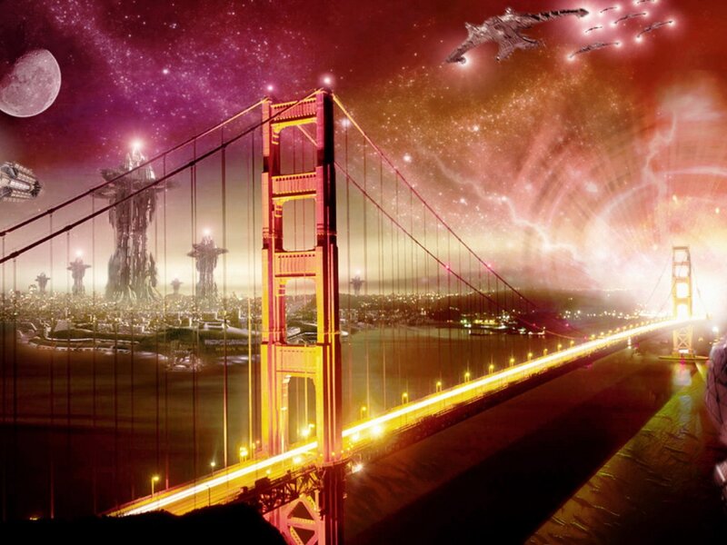 Golden Gate Bridge — Red, Dramatic, Night