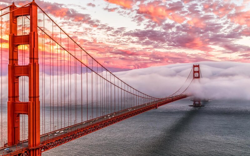 Golden Gate Bridge — Red, Dramatic, Sunrise