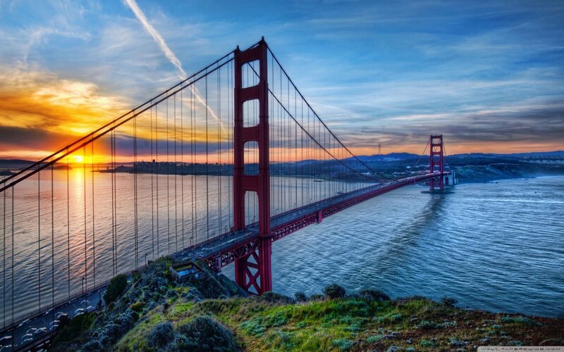 Golden Gate Bridge — Red, Dramatic, Sunset, Photograph, Cityscape, Ocean