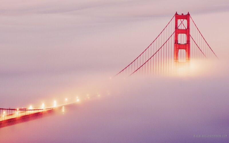 Golden Gate Bridge — Red, Misty, Morning