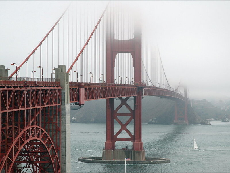 Golden Gate Bridge — Red, Misty