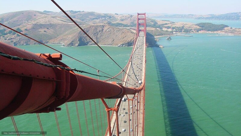 Golden Gate Bridge — Red, Serene, Afternoon, Photograph, Cars