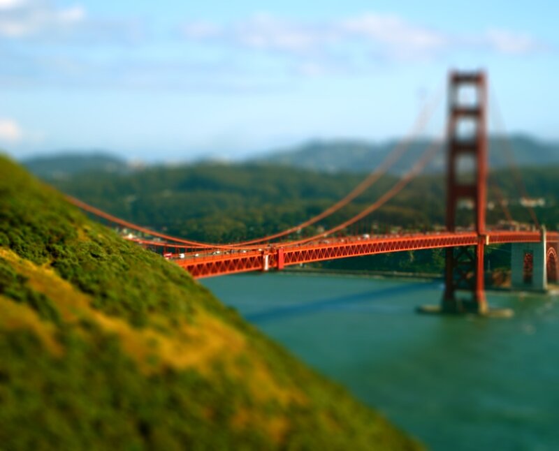 Golden Gate Bridge — Red, Serene, Afternoon, Photograph, Hills, Water