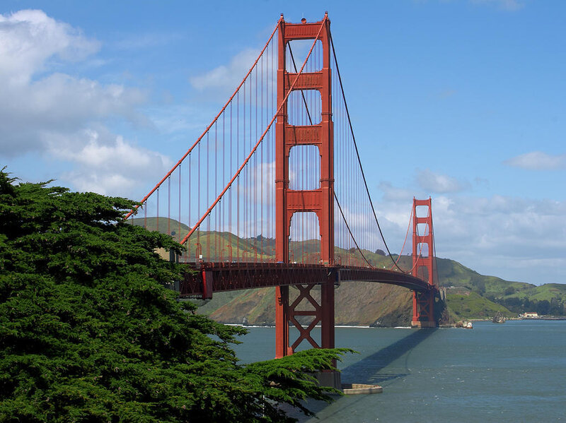 Golden Gate Bridge — Red, Serene, Afternoon, Photograph