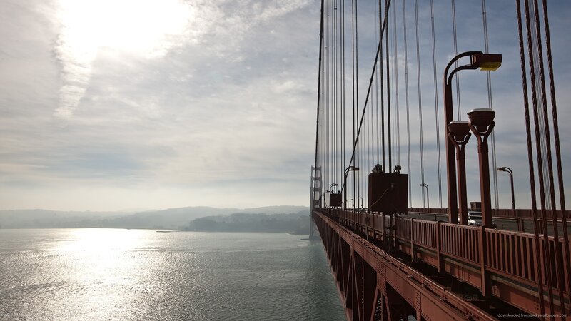 Golden Gate Bridge — Red, Serene, Morning, Photograph, Water