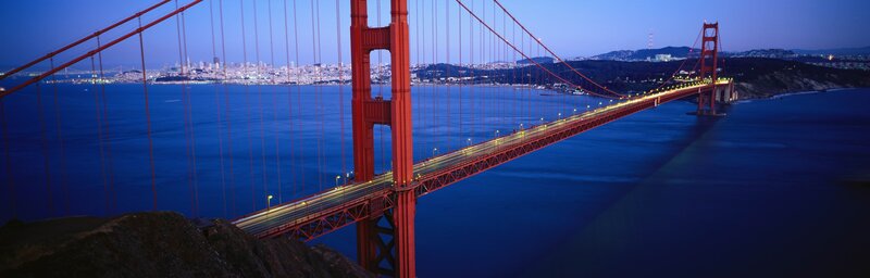 Golden Gate Bridge — Red, Serene, Night