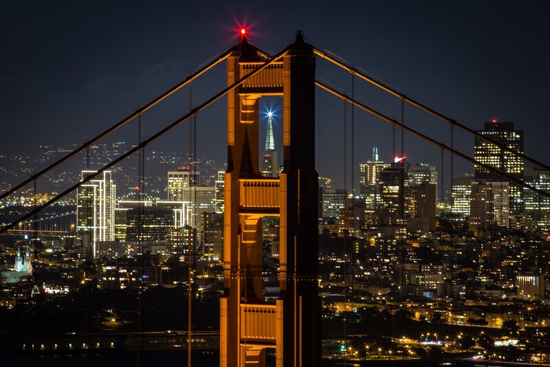 Golden Gate Bridge Tower — Black, Dramatic