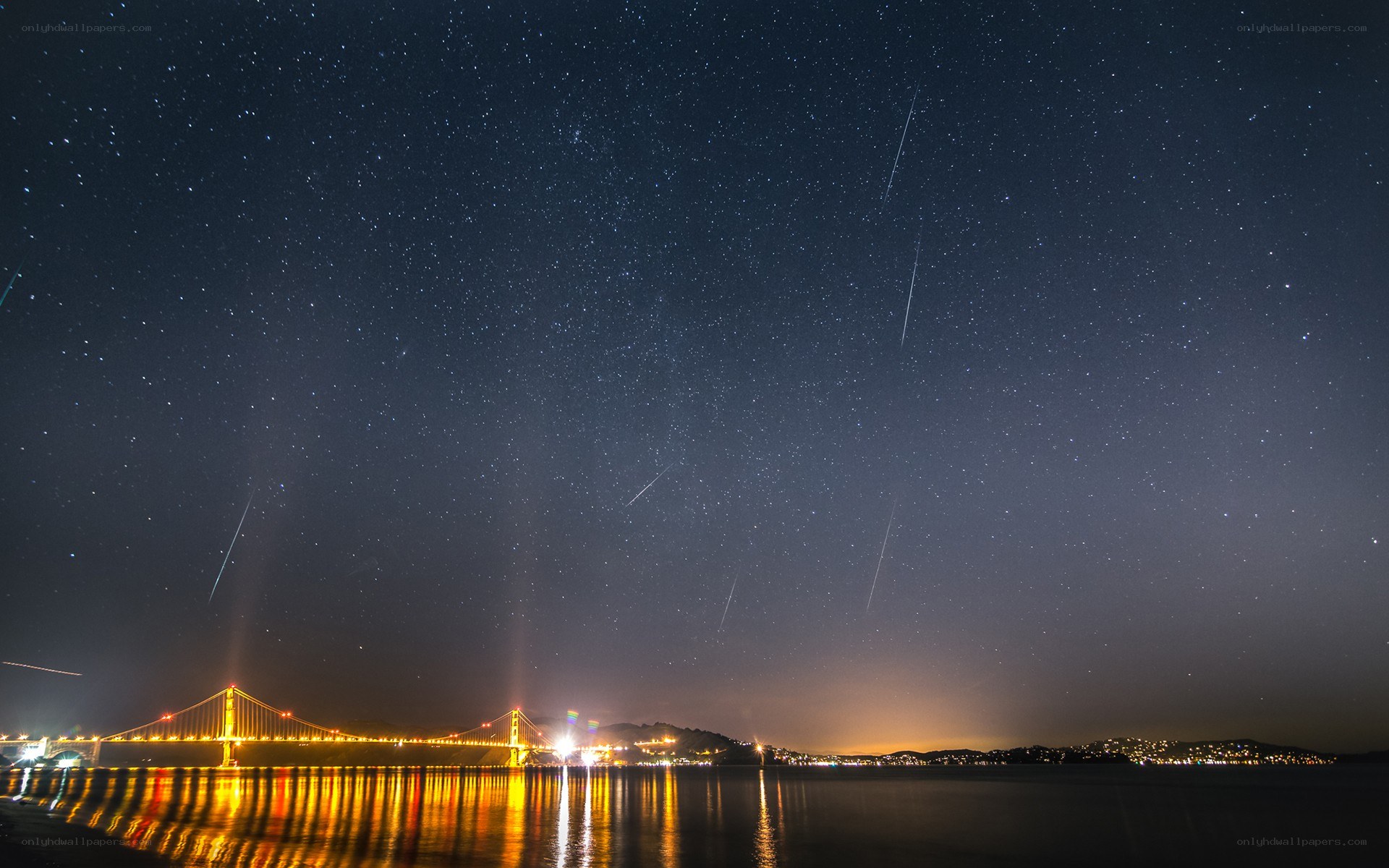 Golden Gate Bridge under meteor shower